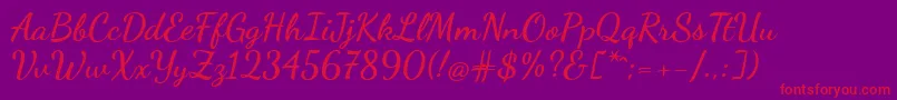 DancingScriptBold Font – Red Fonts on Purple Background