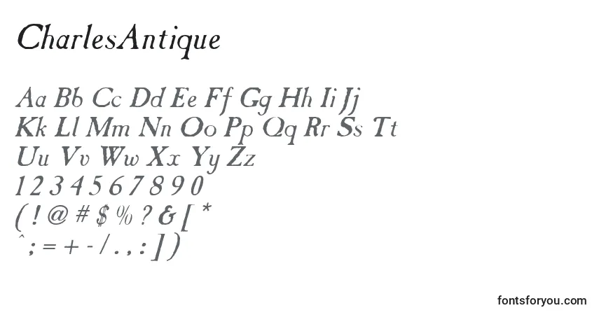 CharlesAntiqueフォント–アルファベット、数字、特殊文字