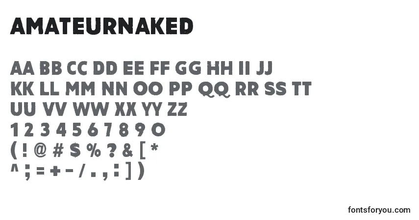 Czcionka AmateurNaked – alfabet, cyfry, specjalne znaki