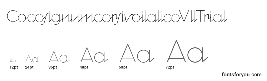 Größen der Schriftart CocosignumcorsivoitalicoUltTrial
