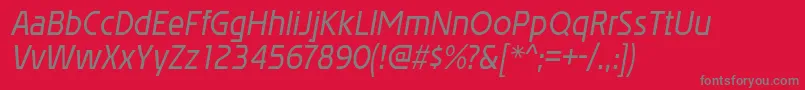 AffluentrgItalic-Schriftart – Graue Schriften auf rotem Hintergrund