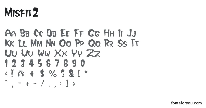 Czcionka Misfit2 – alfabet, cyfry, specjalne znaki