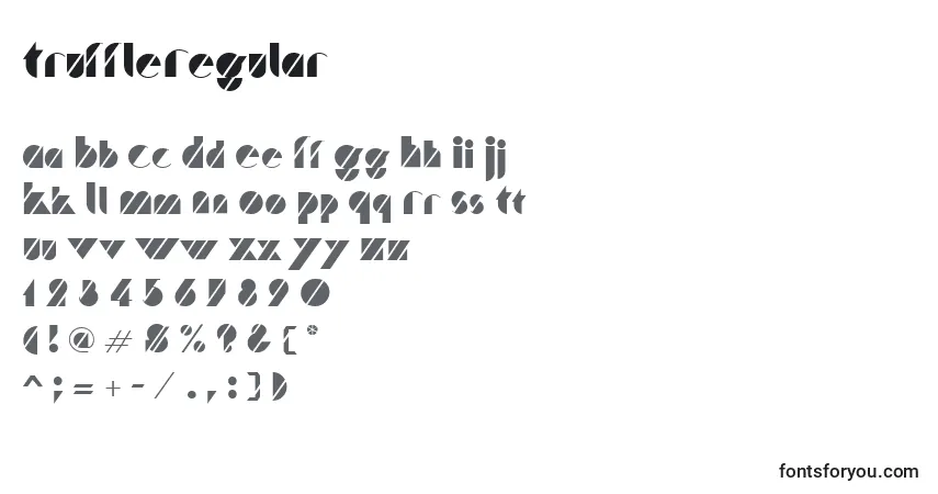 Czcionka TruffleRegular – alfabet, cyfry, specjalne znaki