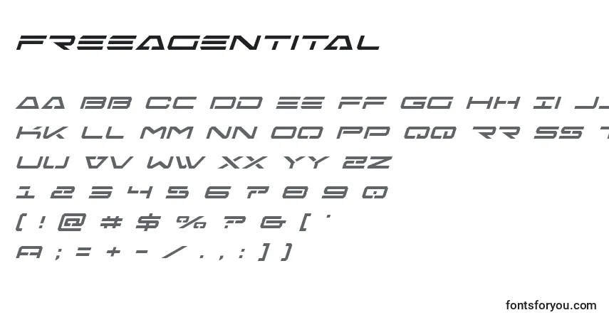 Freeagentital-fontti – aakkoset, numerot, erikoismerkit