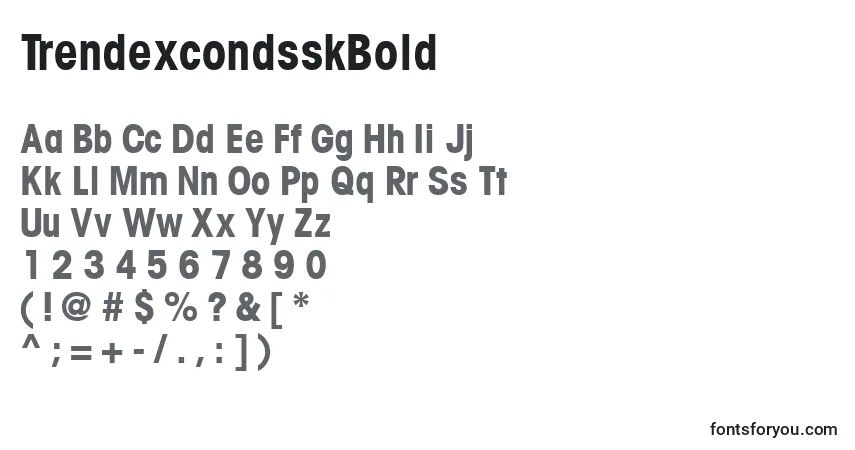 A fonte TrendexcondsskBold – alfabeto, números, caracteres especiais