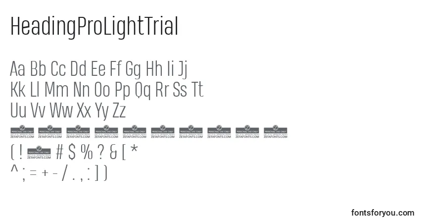 HeadingProLightTrial Font – alphabet, numbers, special characters
