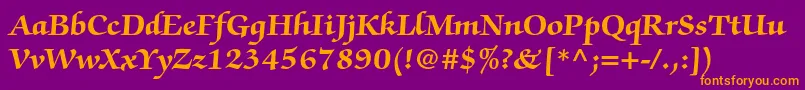 ZapfchancerystdBold Font – Orange Fonts on Purple Background