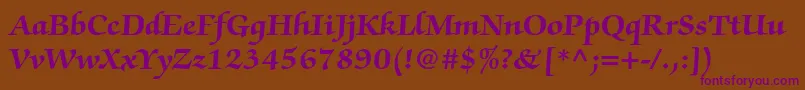 ZapfchancerystdBold Font – Purple Fonts on Brown Background