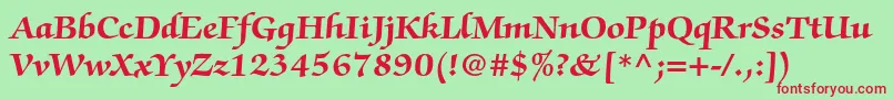 ZapfchancerystdBold Font – Red Fonts on Green Background