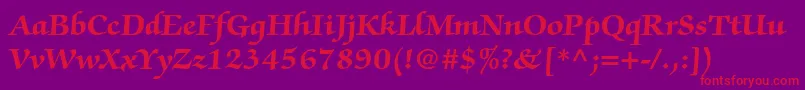 ZapfchancerystdBold-Schriftart – Rote Schriften auf violettem Hintergrund