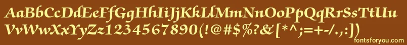 ZapfchancerystdBold-Schriftart – Gelbe Schriften auf braunem Hintergrund