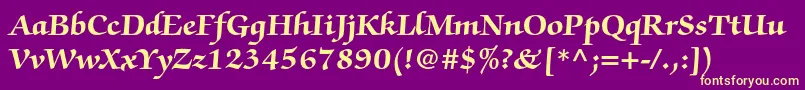 ZapfchancerystdBold Font – Yellow Fonts on Purple Background