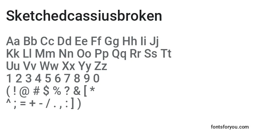 A fonte Sketchedcassiusbroken – alfabeto, números, caracteres especiais