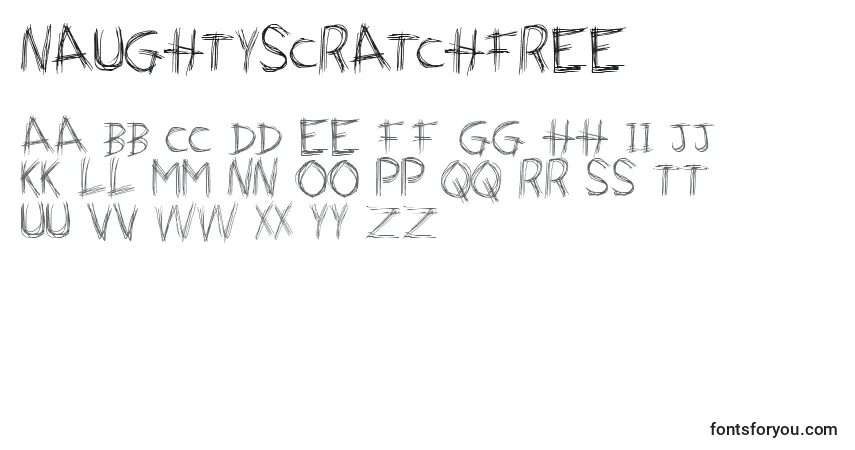 Czcionka NaughtyScratchFree – alfabet, cyfry, specjalne znaki