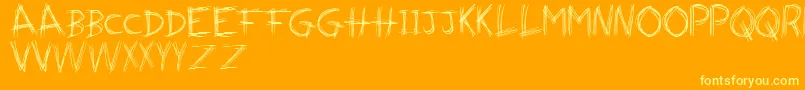 NaughtyScratchFree-Schriftart – Gelbe Schriften auf orangefarbenem Hintergrund