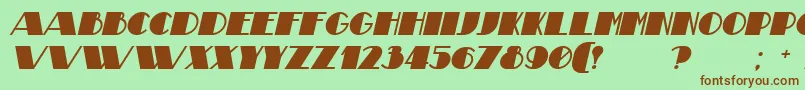 TheatricalBoldItalic-fontti – ruskeat fontit vihreällä taustalla