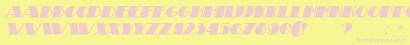 TheatricalBoldItalic-fontti – vaaleanpunaiset fontit keltaisella taustalla
