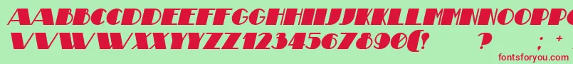フォントTheatricalBoldItalic – 赤い文字の緑の背景