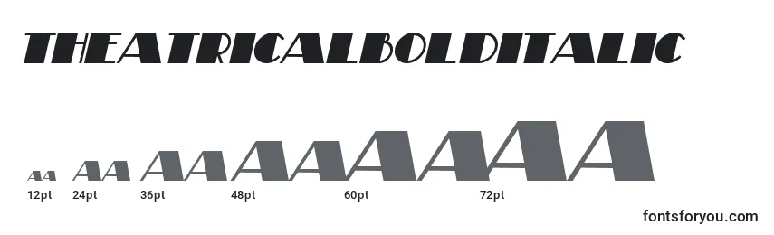 Размеры шрифта TheatricalBoldItalic
