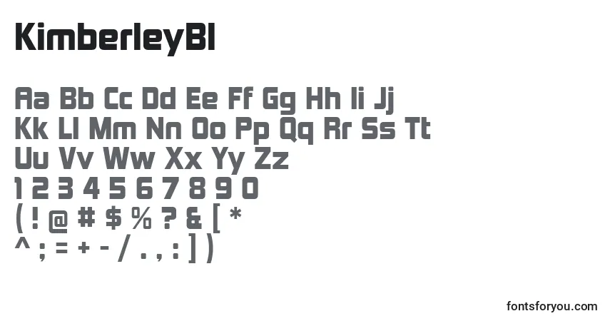 Czcionka KimberleyBl – alfabet, cyfry, specjalne znaki