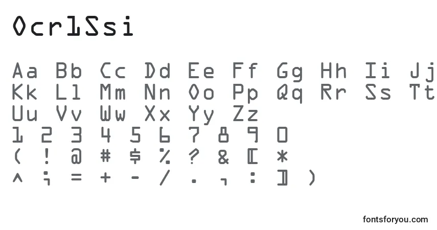 A fonte Ocr1Ssi – alfabeto, números, caracteres especiais