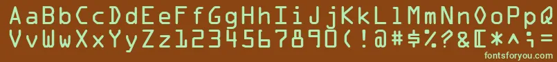 フォントOcr1Ssi – 緑色の文字が茶色の背景にあります。