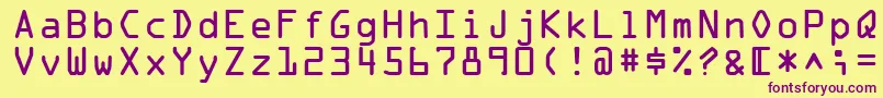 フォントOcr1Ssi – 紫色のフォント、黄色の背景