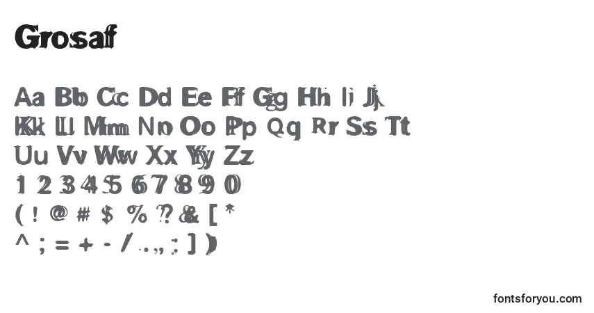 Grosaf-fontti – aakkoset, numerot, erikoismerkit