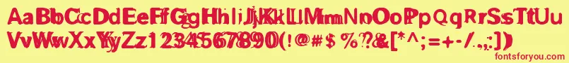 フォントGrosaf – 赤い文字の黄色い背景