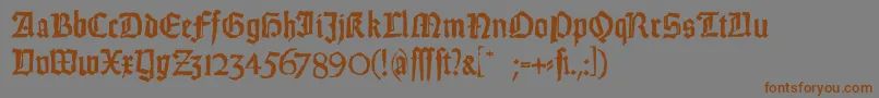 フォントWeissGotischRandom – 茶色の文字が灰色の背景にあります。