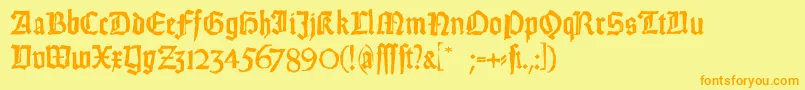 フォントWeissGotischRandom – オレンジの文字が黄色の背景にあります。