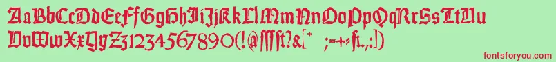 WeissGotischRandom Font – Red Fonts on Green Background