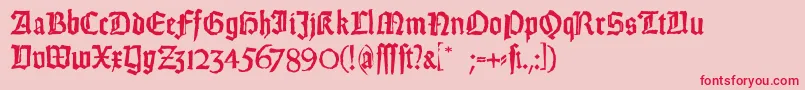 WeissGotischRandom-fontti – punaiset fontit vaaleanpunaisella taustalla