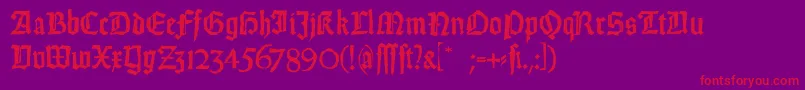 WeissGotischRandom-Schriftart – Rote Schriften auf violettem Hintergrund