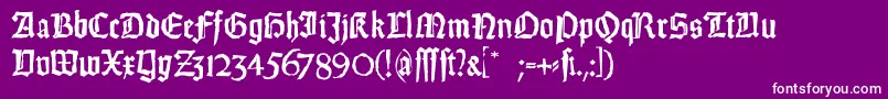 WeissGotischRandom-Schriftart – Weiße Schriften auf violettem Hintergrund