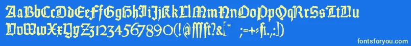 フォントWeissGotischRandom – 黄色の文字、青い背景