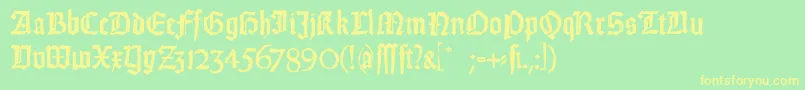 WeissGotischRandom Font – Yellow Fonts on Green Background