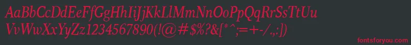ResPublicaCondItalic Font – Red Fonts on Black Background