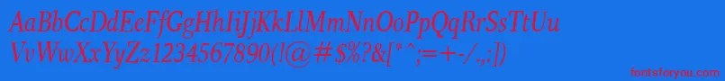 ResPublicaCondItalic Font – Red Fonts on Blue Background