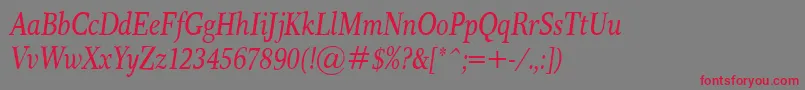 ResPublicaCondItalic Font – Red Fonts on Gray Background