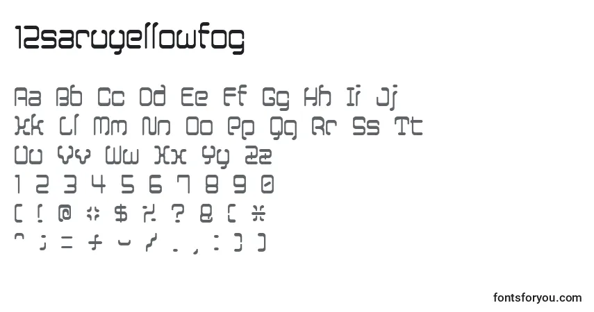 Czcionka 12saruyellowfog – alfabet, cyfry, specjalne znaki