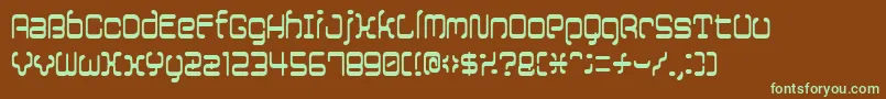 フォント12saruyellowfog – 緑色の文字が茶色の背景にあります。
