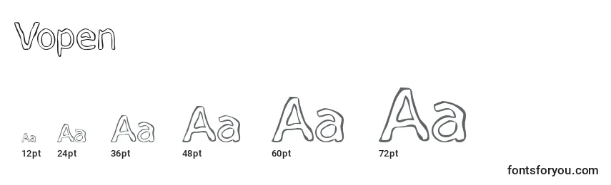 Размеры шрифта Vopen