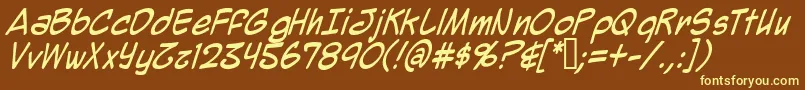 Mighzi-fontti – keltaiset fontit ruskealla taustalla