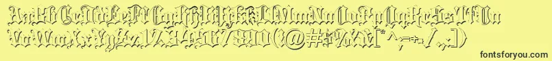 Czcionka Blacklettershadow – czarne czcionki na żółtym tle