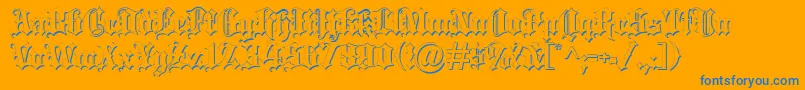 Blacklettershadow-Schriftart – Blaue Schriften auf orangefarbenem Hintergrund