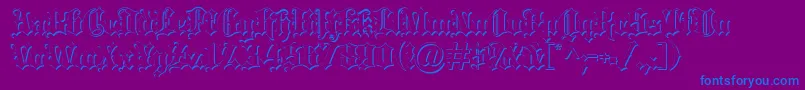 Blacklettershadow-Schriftart – Blaue Schriften auf violettem Hintergrund