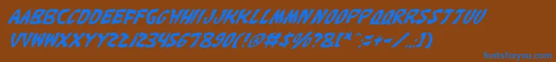 KatanaItalic Font – Blue Fonts on Brown Background