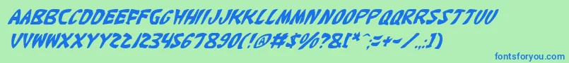 KatanaItalic Font – Blue Fonts on Green Background