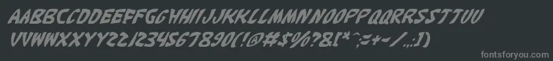 KatanaItalic-fontti – harmaat kirjasimet mustalla taustalla